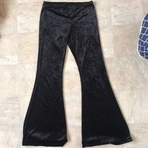 Velvet/velour black flare leg pants